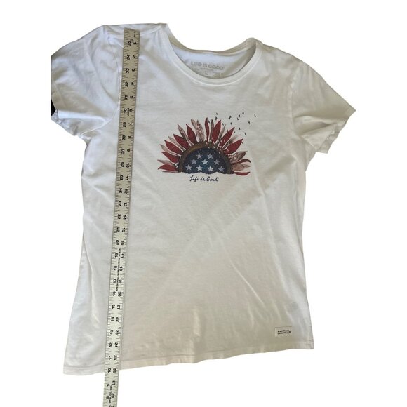Life Is Good Crusher-Lite Red White Blue Sunflower Tee White L 100% Cotton - Picture 8 of 8